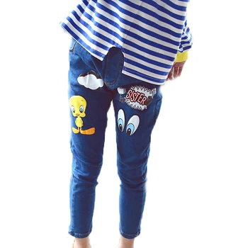 

girl boy jeans trousers 2019 new autumn jeans girl boys cartoon printed boys girls jeans pants skinny straight girl jeans 2-7T