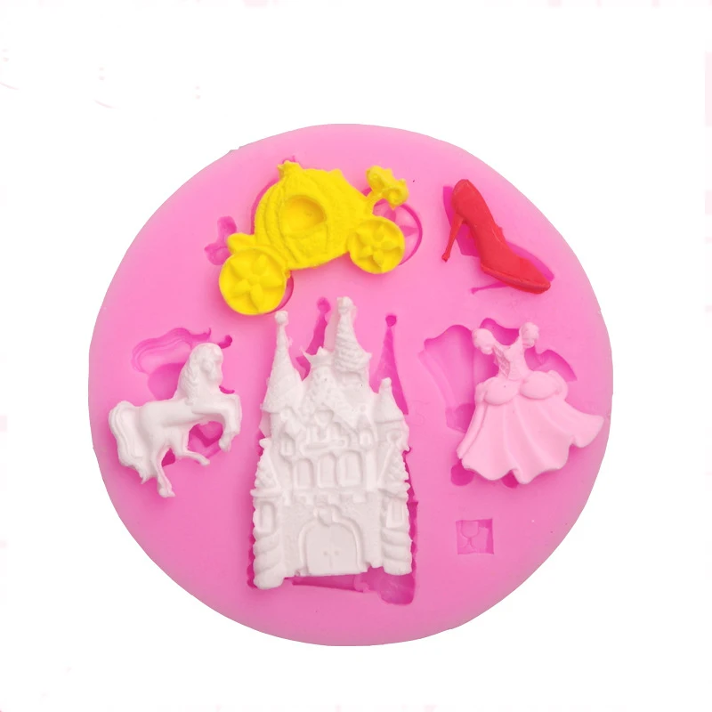 Luyou DIY замок, платье Золушки, стеклянные тапочки Силиконовые Печенье Торт Печенье с мастикой конфеты шоколадная форма FM1117