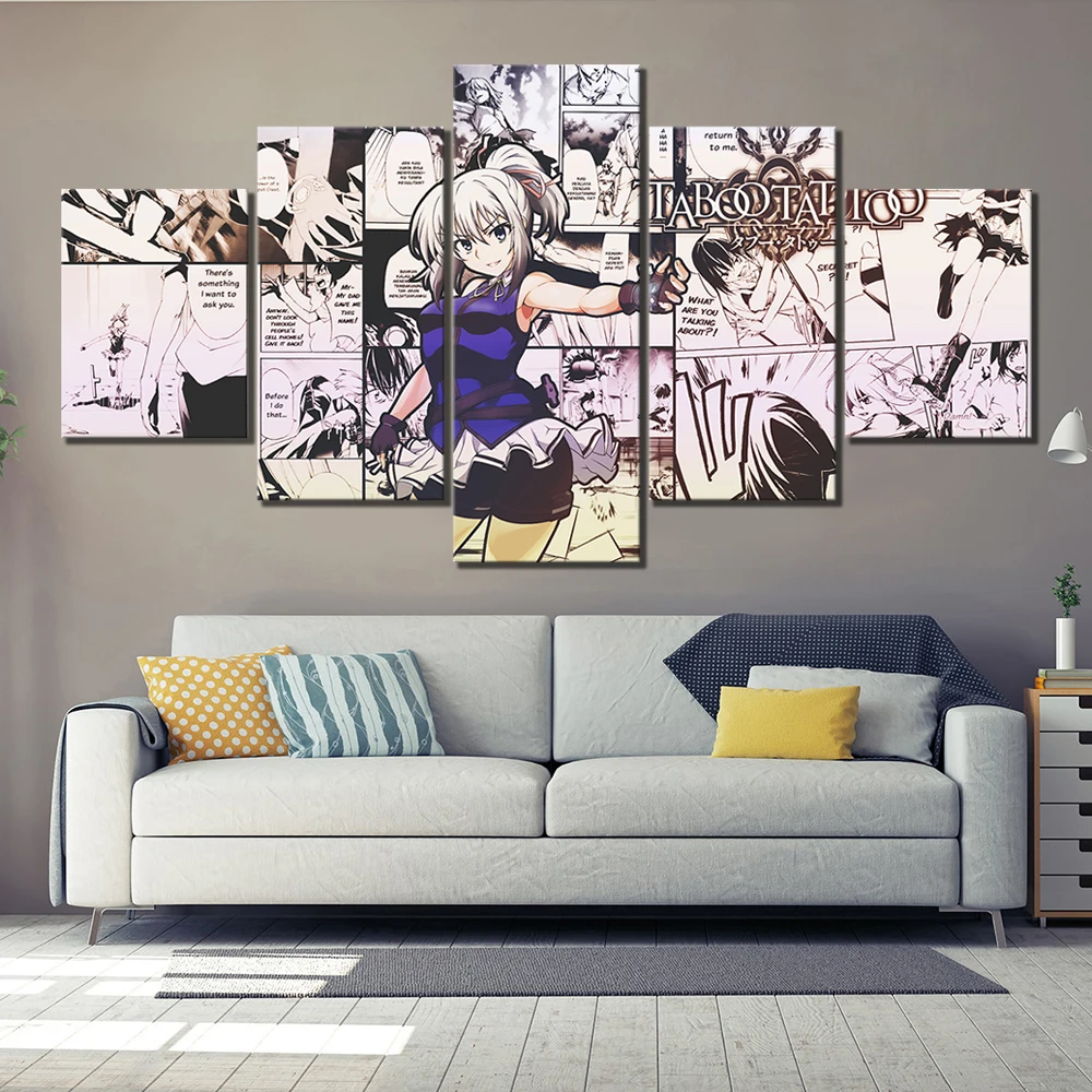 5 Piece HD Comics Canvas Paintings TABOO TATTOO Animated Cartoon Wall