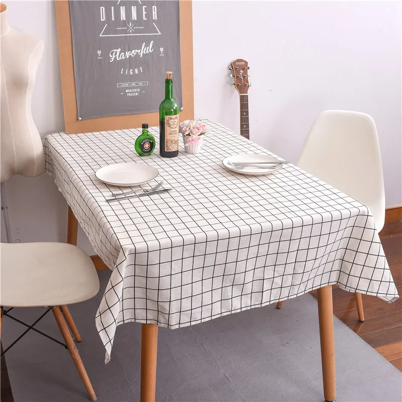 ROMANZO натурального льна хлопчатобумажной ткани прямоугольная скатерть белый серый черный плед Кофе покрытие стола