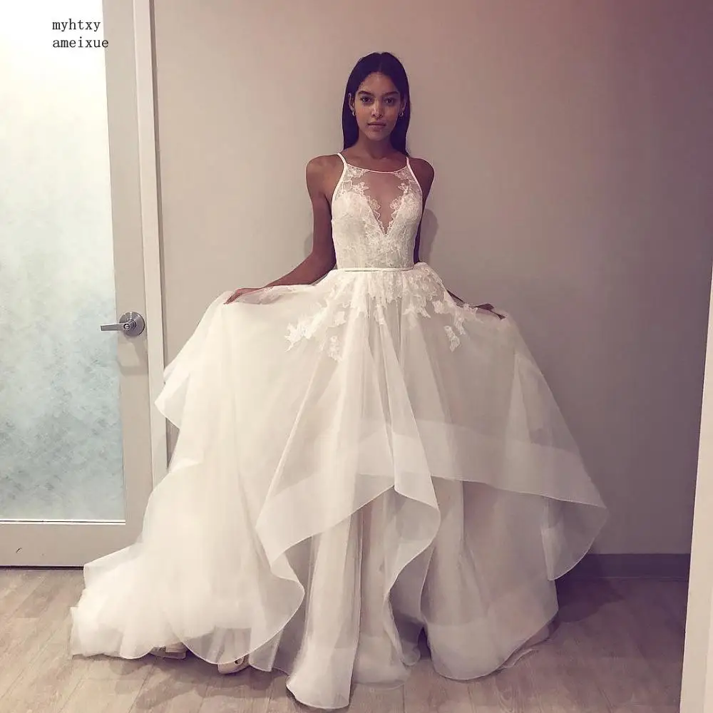 Us 1790 50 Offsexy Wedding Dress 2019 Beautiful A Line Boho Wedding Dress Gown Sofuge Vestido De Noiva Robe De Mariee Grande Taille Rose Moda In