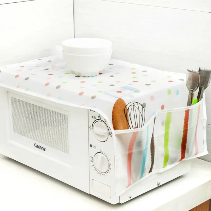 Microwave Oven Anti Dust Cover Oil-proof Waterproof Protector Cover Double Pockets