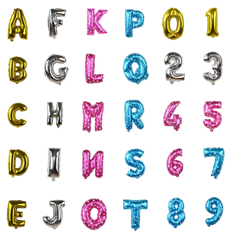 1 PC 16Inch 4Color Foil Balloons Letters Number Ballons Happy Birthday Decoration Baby Shower Wedding Party Festival Decorative