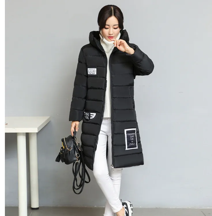 

Women Winter New Detail Long Sleeve Padded Hooded Coat Fashion Letter Print Long Sleeve Hooded Coat