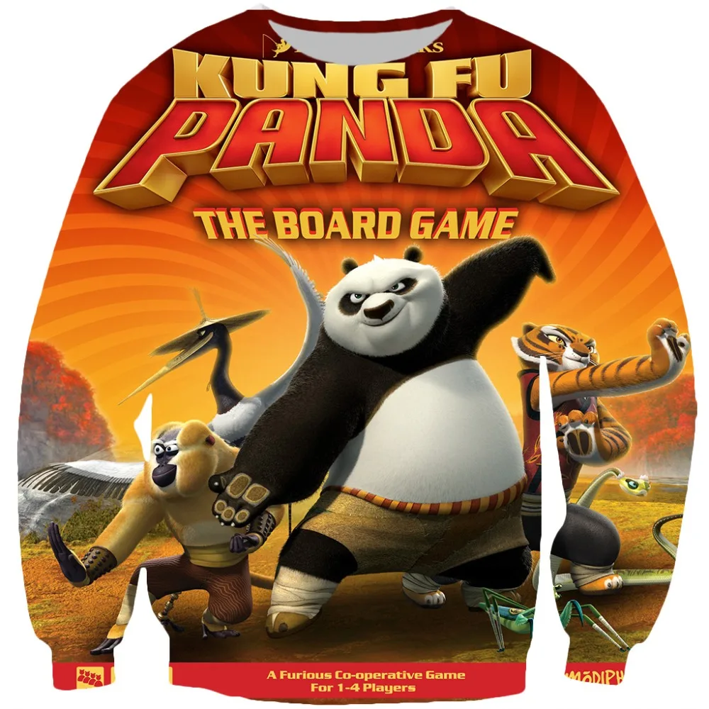 

2019 Fashion Mens Outerwear 3d Print Cartoon Kung fu Panda Print Pullover Sweatshirt Men Autumn Tops