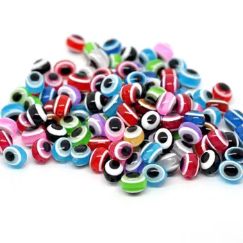 

6*8mm 8*10mm 9*12mm oval Mixed Multicolor eye of evil Stripe Resin Ball Spacer Beads Charm For Fashion Jewelry Making gifts RE03