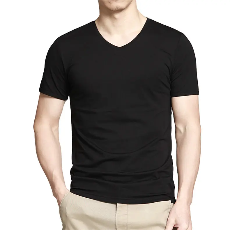 Super quality Mens V neck T shirts Cheap price Casual male short Top Tees Black White Gray Pink Blue Large size Brand clothing-05