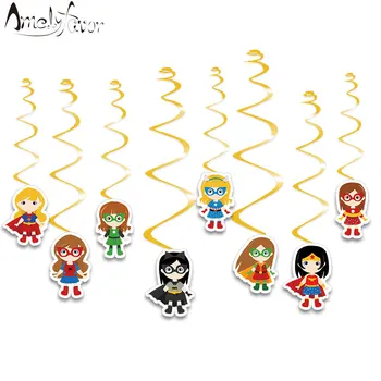 

Superhero Girls Theme Ceiling Hanging Swirl Decoration Event Birthday Baby Shower Hero Girl Party Decorations Supplies