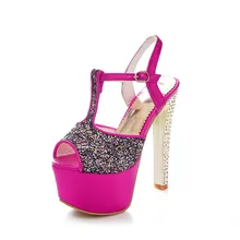 Große size33-40HOT 2015 High heels Offene spitze Frauen Pumps Plattformen Hochzeit Gold Paillette Hochhackige Schuhe
