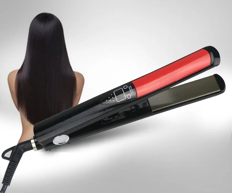 Professional Hair Straightener Digital LCD Display Titanium plates Flat Iron Straightening Irons Styling Tools EU Plug