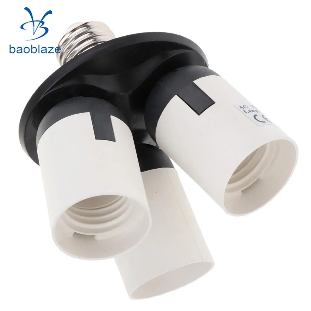 3 in 1 Socket Adapter Converter, 1 to 3 E27 Base Lamp Holder Socket Splitter for Photo Studio, Work Shop, Garage Lighting