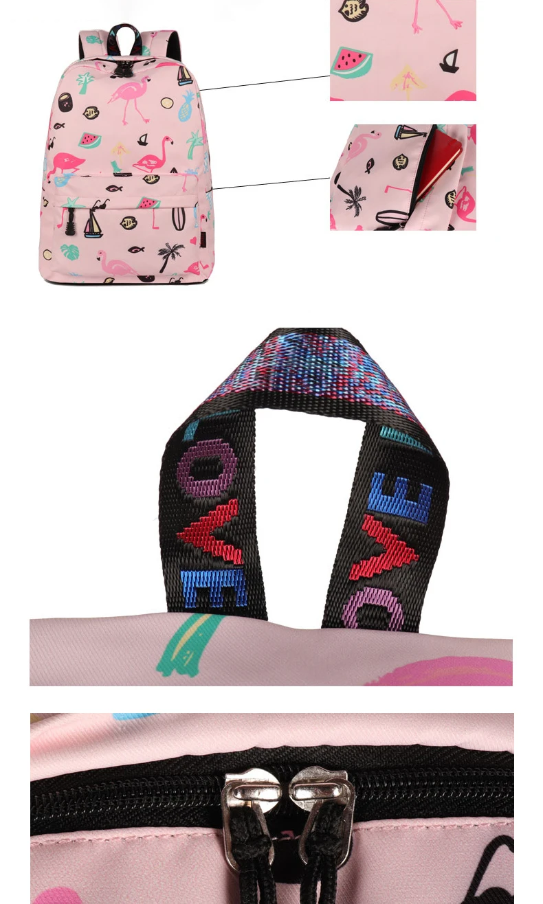 Women Backpack Fashion Flamingo Printing Backpack High School bags for teenage girls Cute Travel laptop Backpacks Mochila