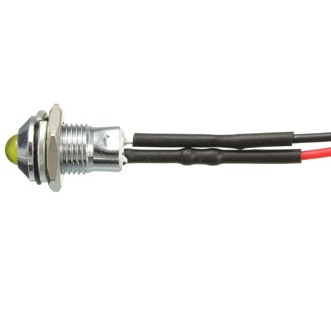 1pcs 12V 8mm Metal Waterproof Car Truck LED Indicator Pilot Dash Light Lamp