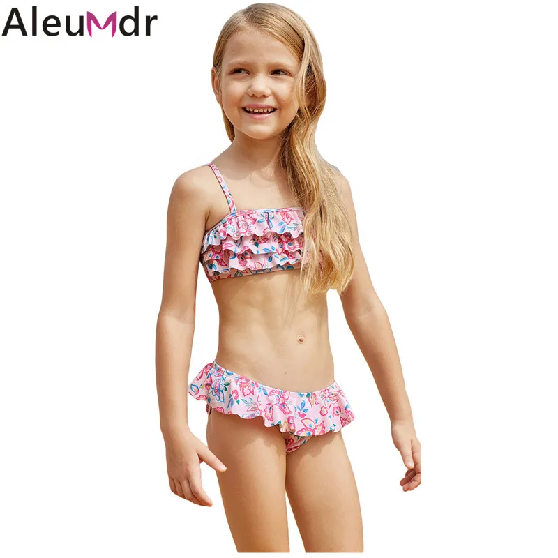 Aleumdr/детский купальник из двух предметов синий розовый многослойный комплект