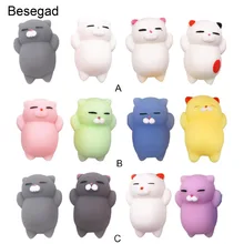 Besegad 4 шт. милый мягкий TPR сжимает мультфильм Кот животное игрушка мягкое для детей и взрослых снимает стресс Squishies тревожное украшение