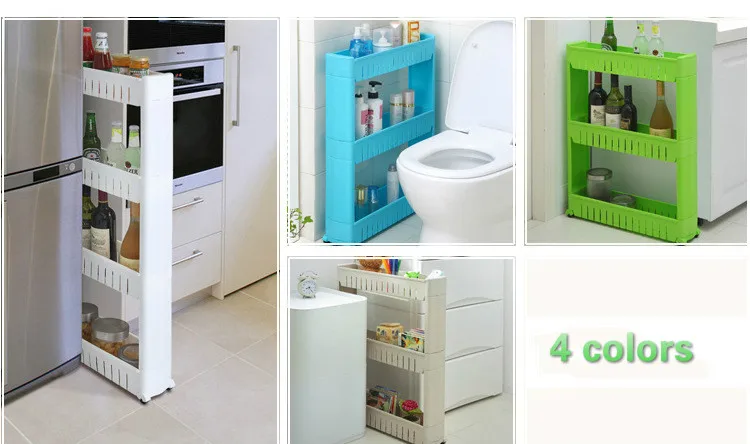 Передвижной пластиковый стеллаж для хранения межпространств, шкаф для хранения холодильника с роликовыми полками, кухонные коляски для ванной комнаты, Интервальная полка