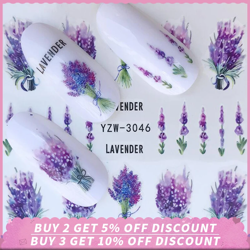 

Stickers on Nails Sticker Art Deco Self-adhesive DIY Applique Skills Lavender Flowers Animal Manicure Art Sticker Decal