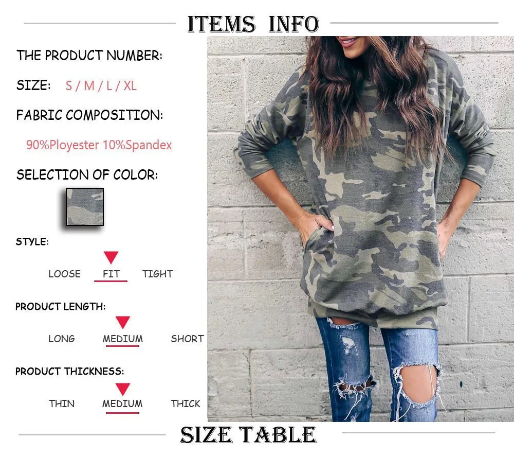 Casual Ladies Camo Long Sleeve Loose Shirt Women Shirts Clubwear Women Tops Tshirt Plus Size Women Streetwear