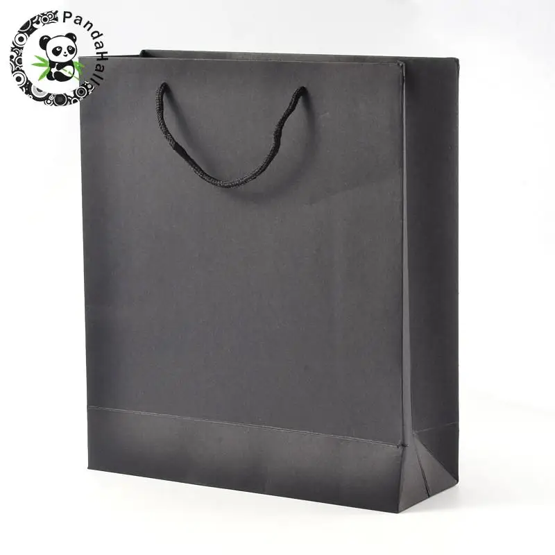 

Rectangle Kraft Paper Pouches Gift Shopping Bags, with Nylon Thread, Black, 20x15x6cm