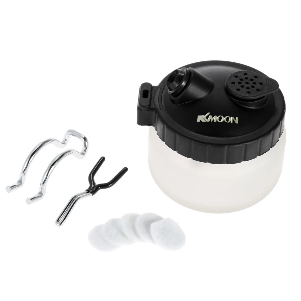 Kkmoon Airbrush Cleaning Pot Glass Air Brush Holder Clean Paint Jar