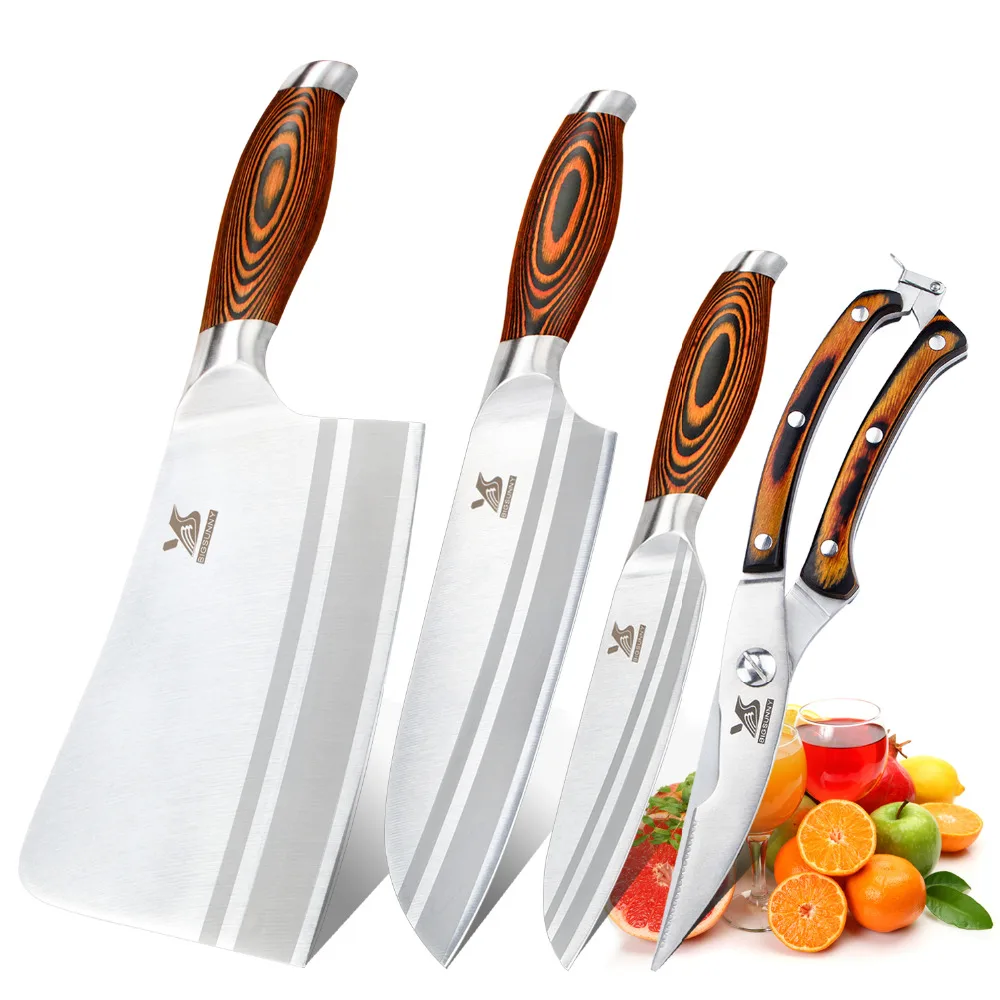 BIGSUNNY 4 шт. набор кухонных ножей 7 "Chopper 7" Santoku нож 5 "утилита и кухонные ножницы для легкой резки и нарезки многоцелевой