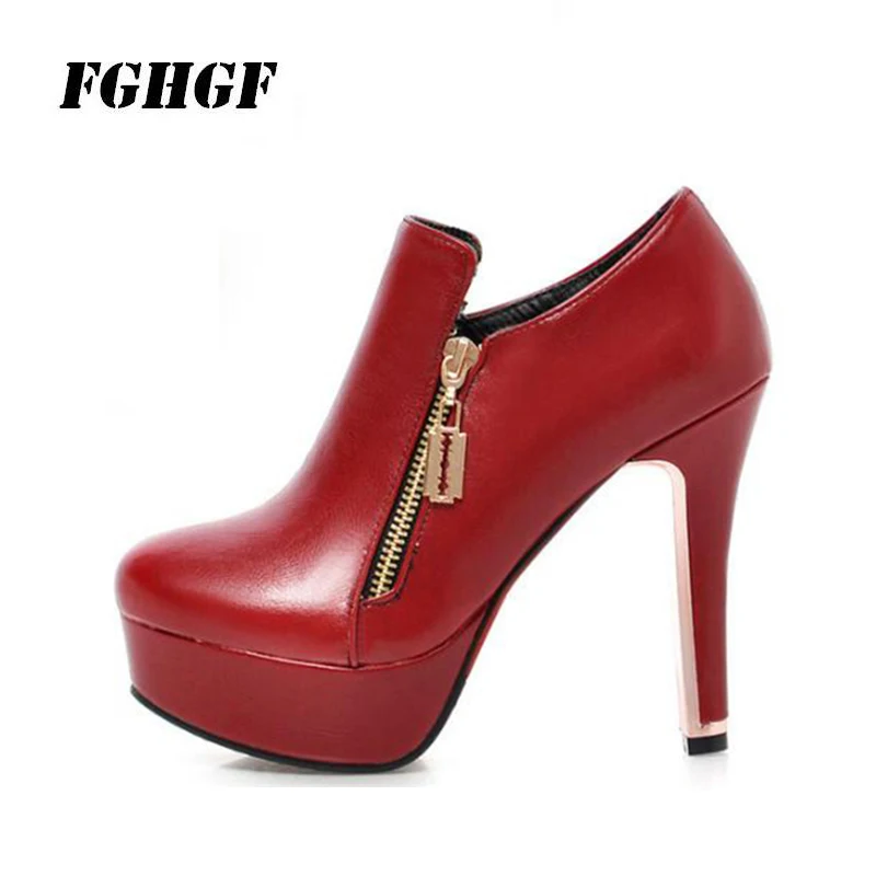 

FGHGF Solid High Heel Boots Autumn Winter Female Fashion Noble Atmosphere Upper Grade Thin Heels Round Toe High Heel Boots