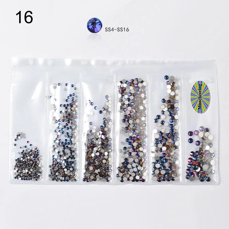 Tignish 1 упаковка мульти-размер плоское стекло 3D дизайн ногтей Стразы украшения кристалл страз Подвески перегородки смешанные размеры DIY Инструменты - Цвет: 16