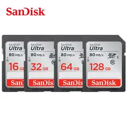 SanDisk SD карта C10 UHS-I слот для карт памяти Ultra SDHC/SDXC Class10 16 Гб оперативной памяти, 32 Гб встроенной памяти, 64 ГБ 128 80 МБ/с. читать Скорость для Камера