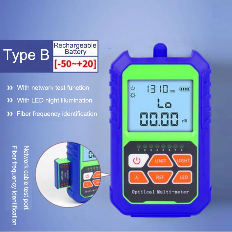 Аккумуляторная измеритель оптической мощности и 5 км Визуальный дефектоскоп волокно оптический тест, с RJ45 сети Тестовый порт Бесплатная