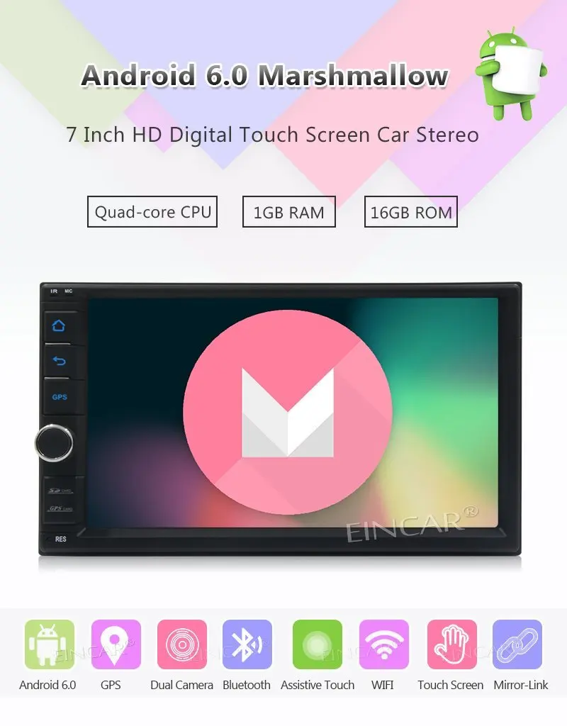 Sale Wireless Reverse Camera Included Android 6.0 Stereo GPS Navigation Radio USB Automotive Head Unit Bluetooth Free Remote Control 1