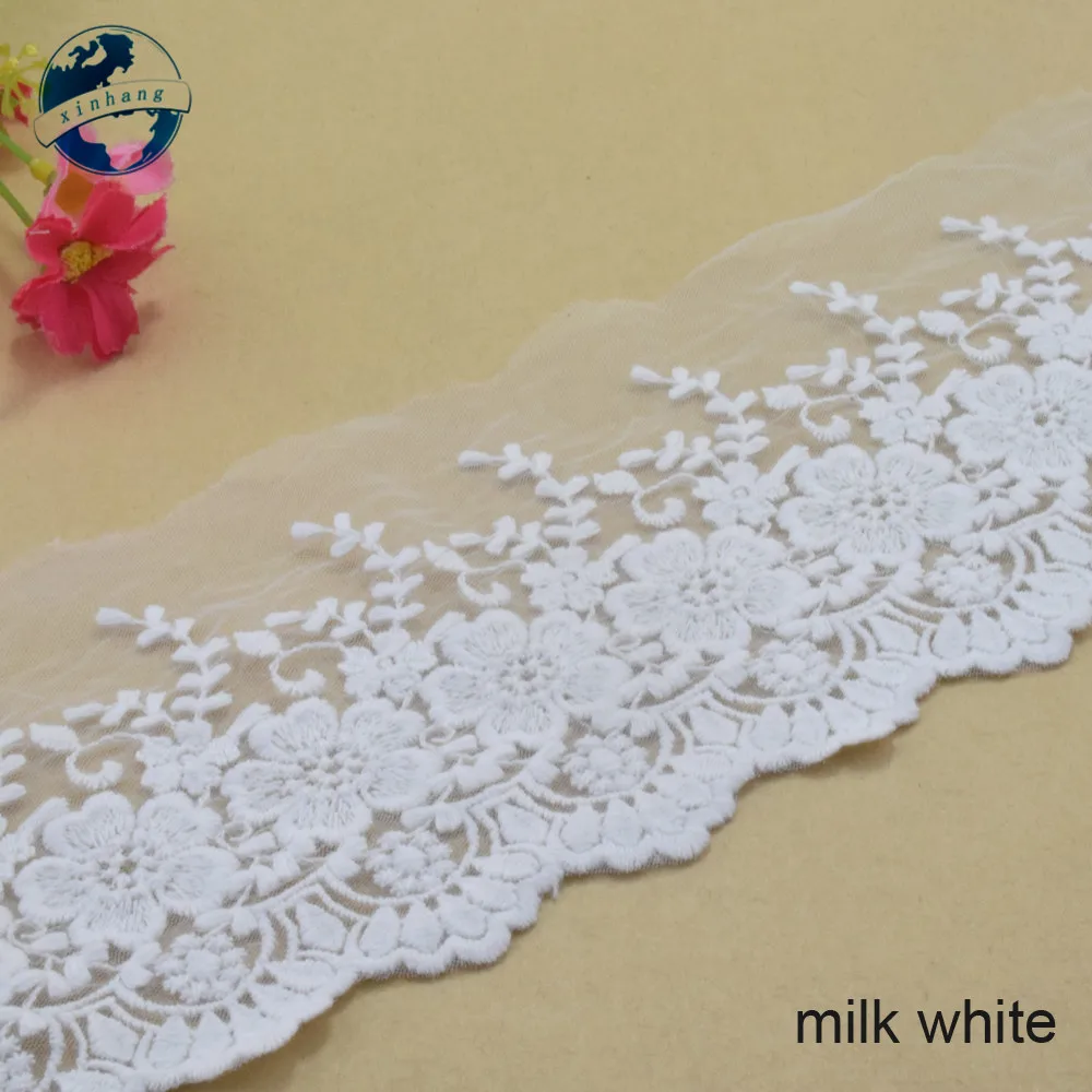 11cm Width Cotton Embroidery Lace Sewing Ribbon Guipure Fabric Trim Dolls DIY Garment African Wedding Accessories