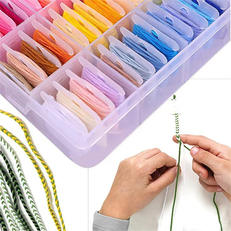 Embroidery Floss with Storage Box 50 Colors Friendship Bracelets Floss Crafts with Plastic Threads Bobbins 40 Pcs Sewing Kits  (8)