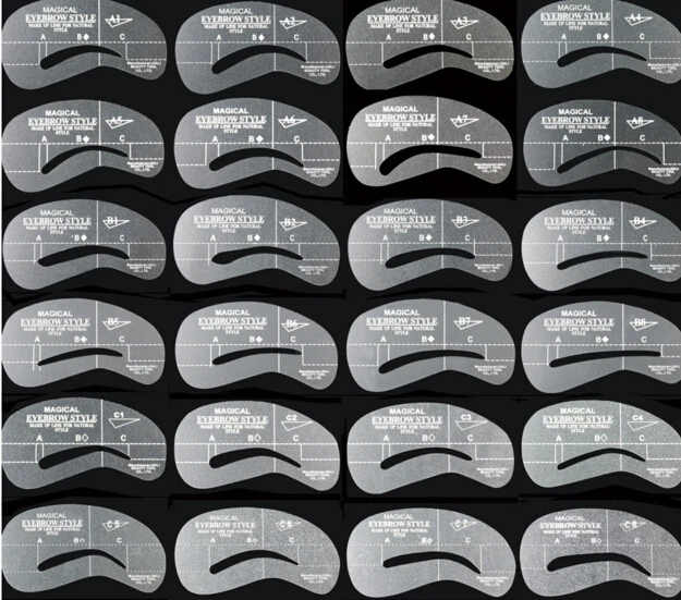 24 styles lot eyebrow stencils reusable eyebrow drawing guide card