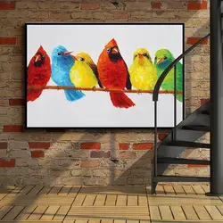 Специальное предложение ручной работы Красочные птица украшения дома Холст Картина маслом гостиная картина