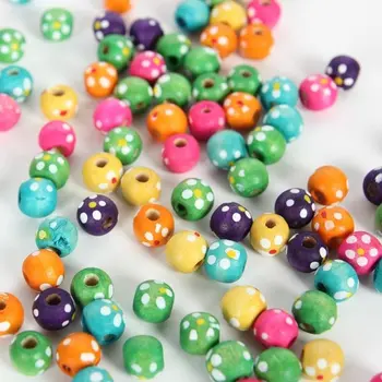 

500Gram/1600PCS/LOT.Wood round beads.Printed lacing bead.Craft material.Create your own,Handmade accessories.1cm.Freeshipping.