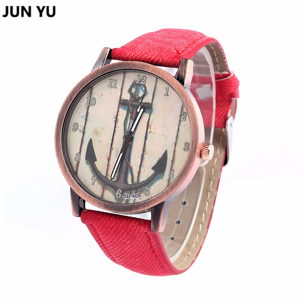 JUNYU Vintage Ship Anchor Watches Nautical Watch Ladies Men's Quartz