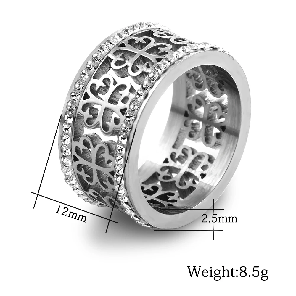 Wedding Rings For Women Rose Gold Color Stainless Steel 2 Row Zircon Crystal wedding rings,finger rings,womens ring,jewelry rings,ring jewelry,cubic zircon ring