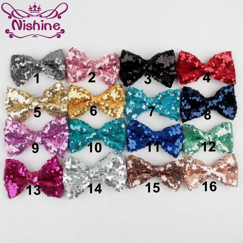 Банты с пайетками Nishine 3 6 дюйма 120 шт./лот для рукоделия повязка на голову заколки