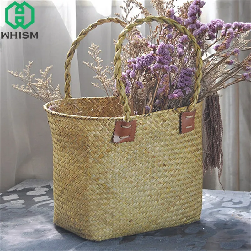 WHISM ручная плетеная корзина из ротанга для хранения цветочный горшок подвесная