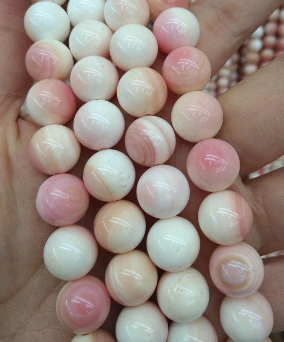 グレード巻貝ジュエリーピンクラウンドボール巻き貝ネックレスビーズ6ミリメートルフルストランド Necklace Strand Strand Beadsstrand Necklace Aliexpress