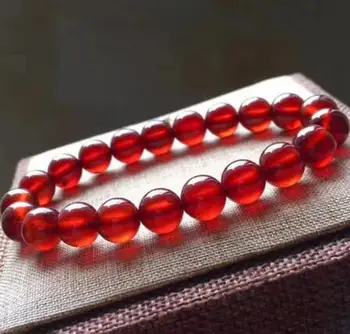 

free shipping Natural Top Quality Orange Garnet Crystal Round Beads Bracelet AAAA 10mm