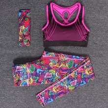 Newly Three piece Hair band Vests font b Pants b font Women s Printed Skinny Yoga