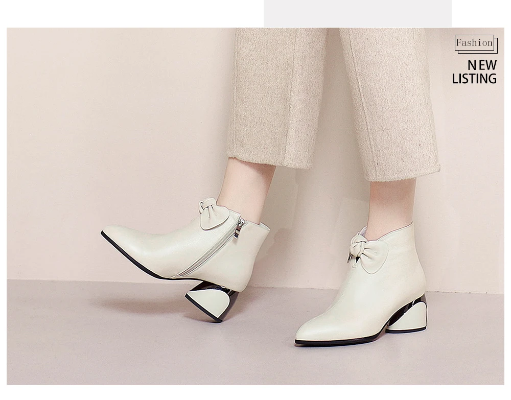 SOPHITINA/дизайнерские ботинки с бантиком-бабочкой; пикантные туфли из коровьей кожи высокого качества с острым носком; новые женские ботильоны с круглым каблуком; PO223