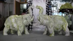 Китайский Фэншуй природного Нефрита чисто ручной резьбой Благоприятный лаки Слон Статуя