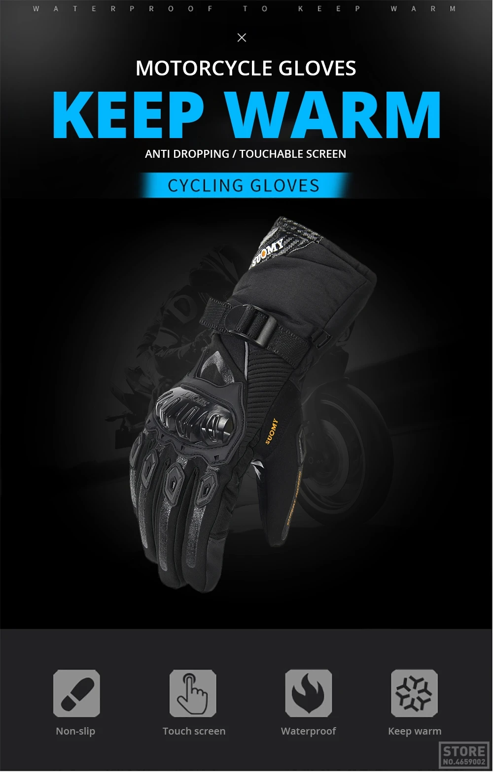 SUOMY мотоциклетные перчатки мужские водонепроницаемые ветрозащитные зимние мотоциклетные перчатки с сенсорным экраном Gant Moto Guantes мотоциклетные перчатки для верховой езды
