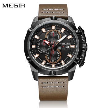 

Relogio Masculino Watch Men MEGIR Chronograph Sport Watch Army Military Men's Watch Top Brand Luxury Waterproof Leather Clock