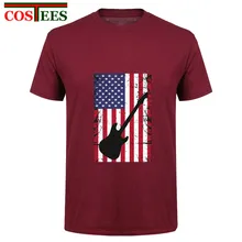 Guitarra Vintage Americano bandera T camisa los hombres guitarrista patriótico amor música camiseta homme punk camiseta Hip hop Retro Hipster tee