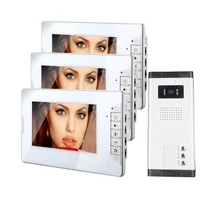 ENVÍO LIBRE 7 “vídeo Apartamento Teléfono De La Puerta de Intercomunicación Del Sistema 3 Monitor + 1 Timbre de La Cámara Para 3 Viviendas En Stock Por Mayor