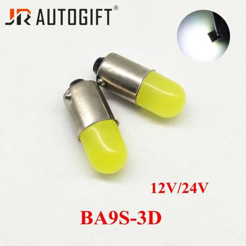 

200Pcs 12V 24V BA9S 3D T4W 363 1895 233 Super Bright Round 3D COB LED Car License Plate Light Auto Interior Door Lamp Bulb White