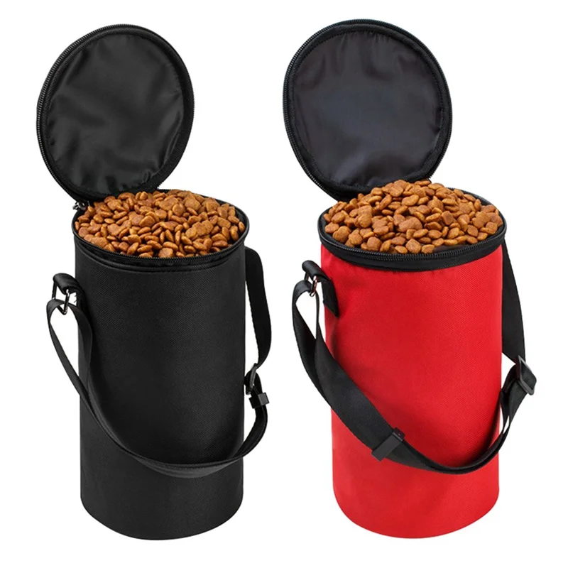 Portable Pet Dog Feeding Bag With Garbage Portable Outdoor Dog Treat Pouch Puppy Snack Reward Waist Pockets Dog Food Bowl